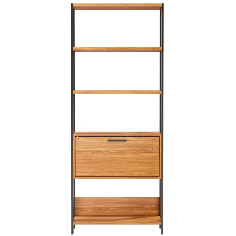 EstanteElegante1TorrecomPorta74cmLARGcorFreijocomPretoFosco52841