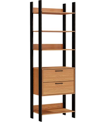 Closet 1 Torre com Gaveteiro Olimpo 73 cm (LARG) Freijo Fosco com Preto Fosco- 51877
