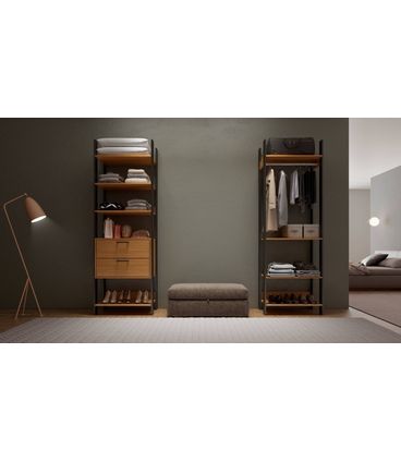 Closet 1 Torre com Gaveteiro Olimpo 73 cm (LARG) Freijo Fosco com Preto Fosco- 51877