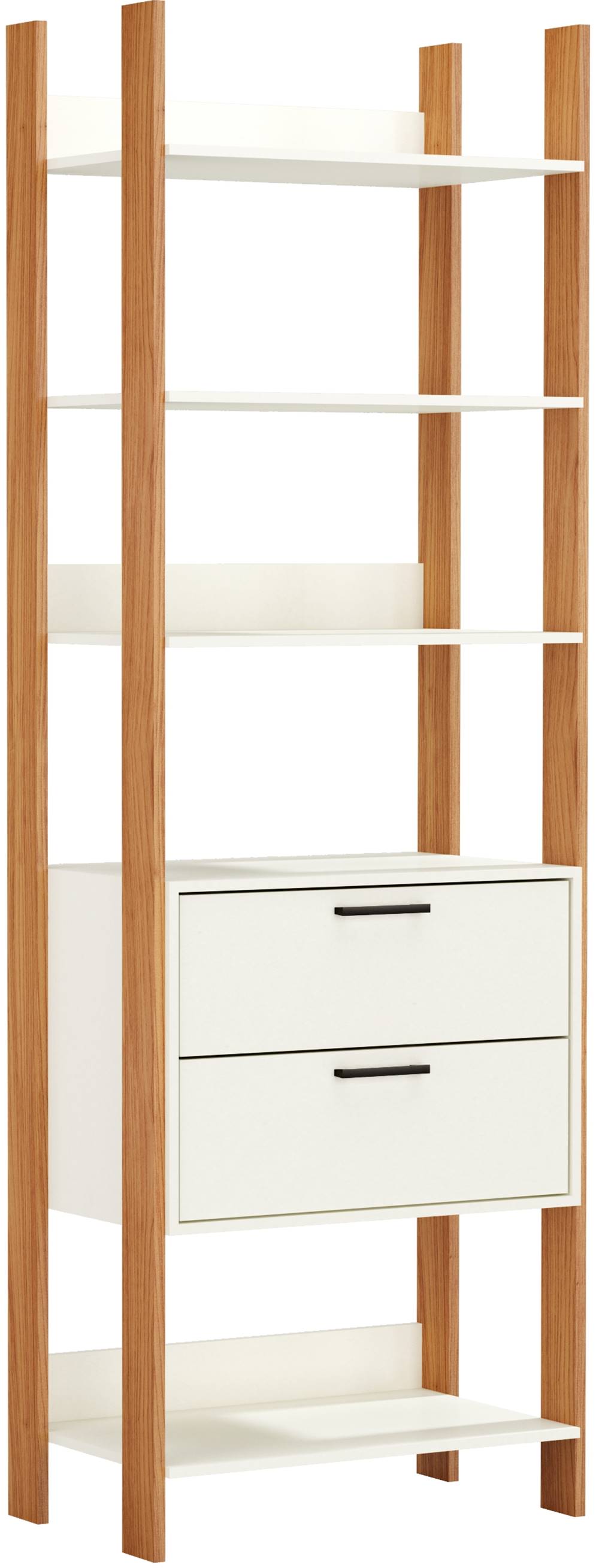 Closet-1-Torre-com-Gaveteiro-Olimpo-73-cm--LARG--Off-White-Brilho-com-Freijo-Fosco---52856-