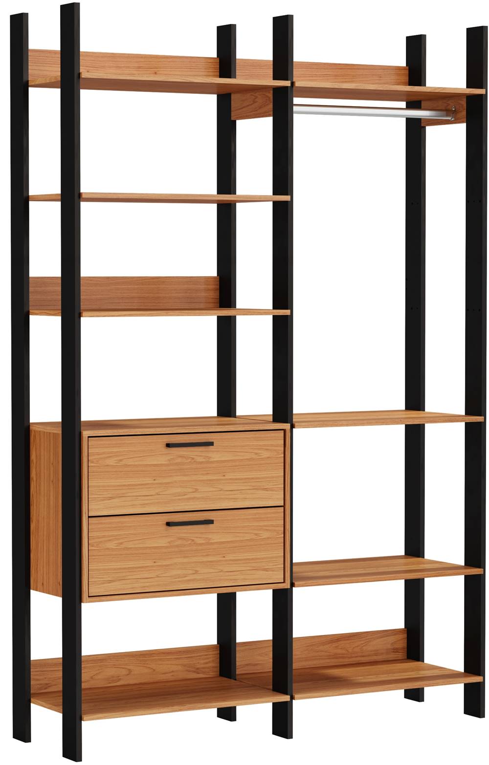 -Closet-2-Torre-com-2-Gaveteiro-Olimpo-146-MT--LARG--Freijo-Fosco-com-Preto-Fosco---5286