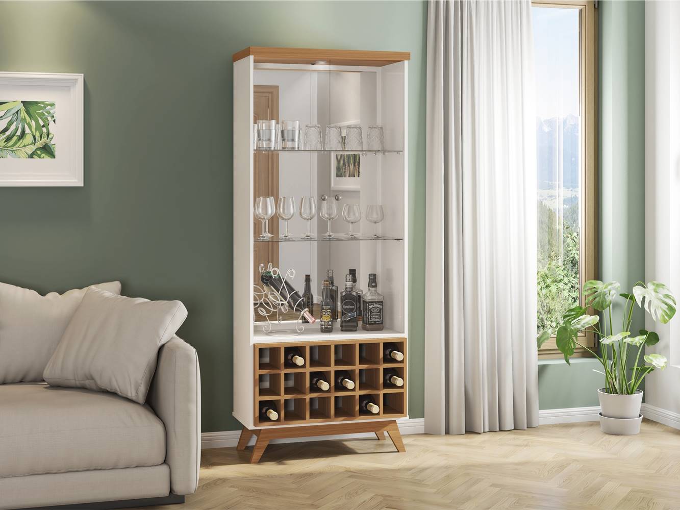 Cristaleira-Adega-Uruguai-Alta-com-Led-cor-Off-White-com-Freijo---47487