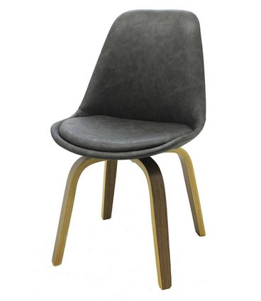 Cadeira Lis Eames Revestida PU Cinza Base Madeira Mescla - 53303