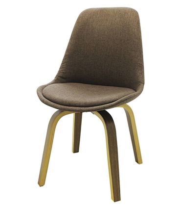 Cadeira Lis Eames Revestida Tecido Marrom Base Madeira Mescla - 53304