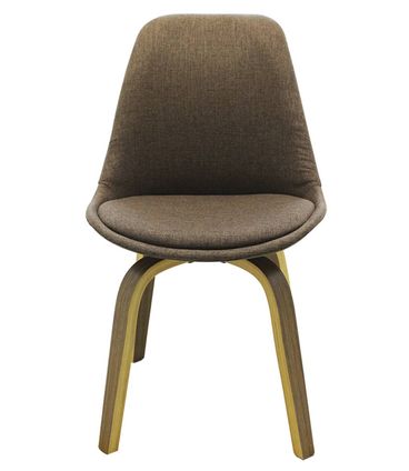Cadeira Lis Eames Revestida Tecido Marrom Base Madeira Mescla - 53304