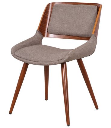 Cadeira Sueli Linho Marrom Mescla com Base Madeira - 53312