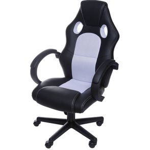 Cadeira Office Racer V16 Preta com Detalhe Branco Base Nylon - 53472