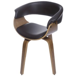 Cadeira Escandi Courino Cafe com Base Madeira - 53497