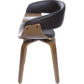 Cadeira Escandi Courino Cafe com Base Madeira - 53497