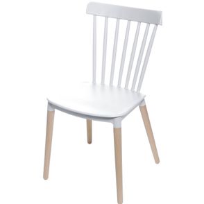 Cadeira Jana Polipropileno cor Branco Base Madeira - 53519