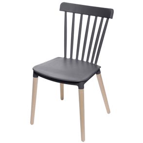 Cadeira Jana Polipropileno cor Preto  Base Madeira - 53521