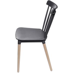 Cadeira Jana Polipropileno cor Preto  Base Madeira - 53521