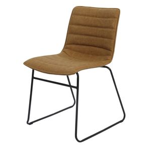 Cadeira Budd Assento Courino Caramelo com Base Aco Preto - 47340