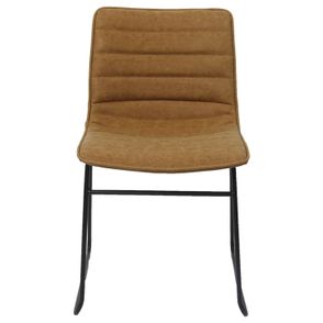 Cadeira Budd Assento Courino Caramelo com Base Aco Preto - 47340