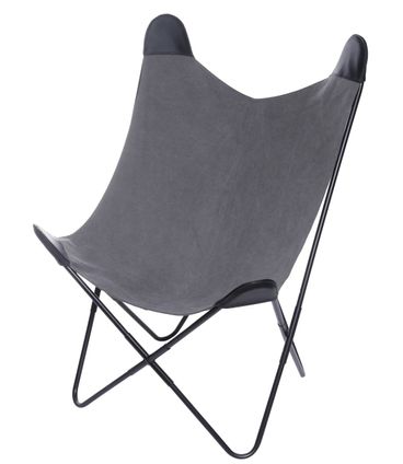 Poltrona Butterfly Estrutura em Ferro com Assento em Canva cor Cinza - 53527