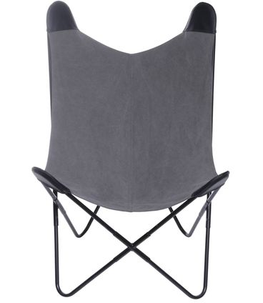 Poltrona Butterfly Estrutura em Ferro com Assento em Canva cor Cinza - 53527