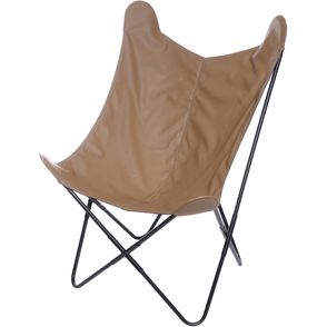 Poltrona Butterfly Estrutura em Ferro com Assento Courissimo cor Caramelo - 53529