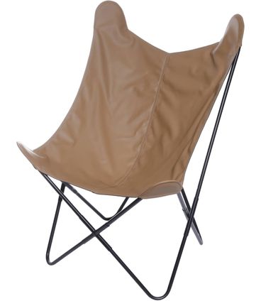 Poltrona Butterfly Estrutura em Ferro com Assento Courissimo cor Caramelo - 53529