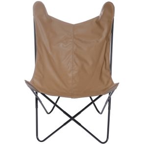 Poltrona Butterfly Estrutura em Ferro com Assento Courissimo cor Caramelo - 53529