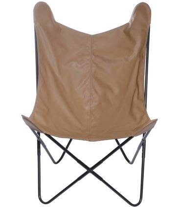 Poltrona Butterfly Estrutura em Ferro com Assento Courissimo cor Caramelo - 53529