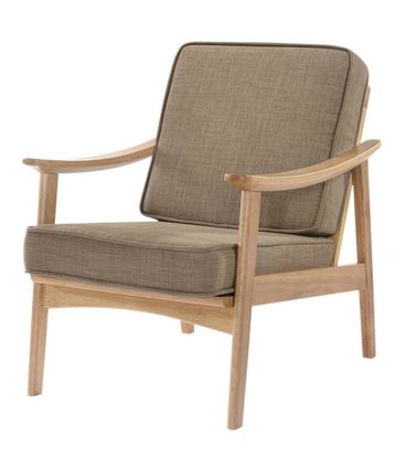 Poltrona Natur Marrom Claro Base Madeira Natural - 53607