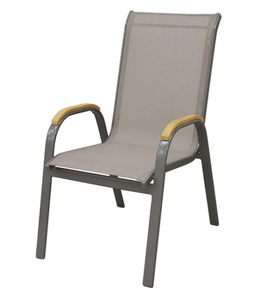 Cadeira Juquei com Bracos Tela Bege Base Amendoa - 53832