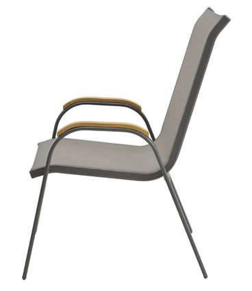 Cadeira Juquei com Bracos Tela Bege Base Amendoa - 53832