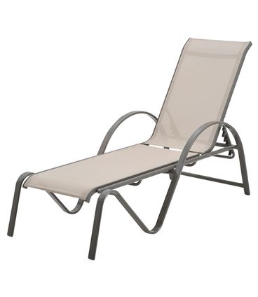 Espreguicadeira Parati em Tela Bege Estrutura Amendoa - 53841