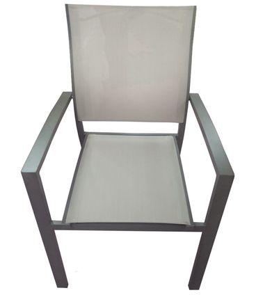 Cadeira Popis com Bracos Tela Bege Base Amendoa - 53622