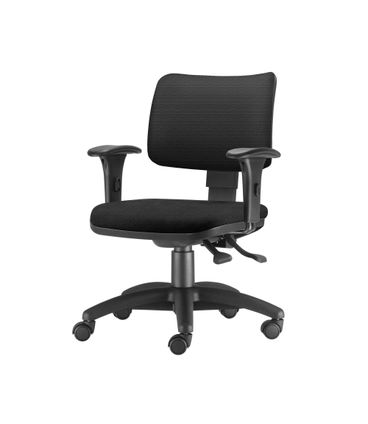 Cadeira Zip Assento Courino Preto Base Rodizio em Nylon Arcada - 54460