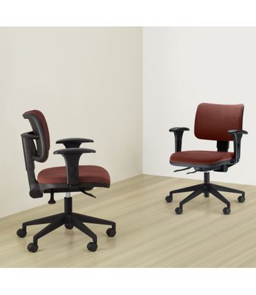 Cadeira Zip Assento Courino Preto Base Rodizio em Nylon Arcada - 54460