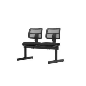 Longarina Zip Tela com 2 Lugares Assento Courino Preto Base Metalica - 54437
