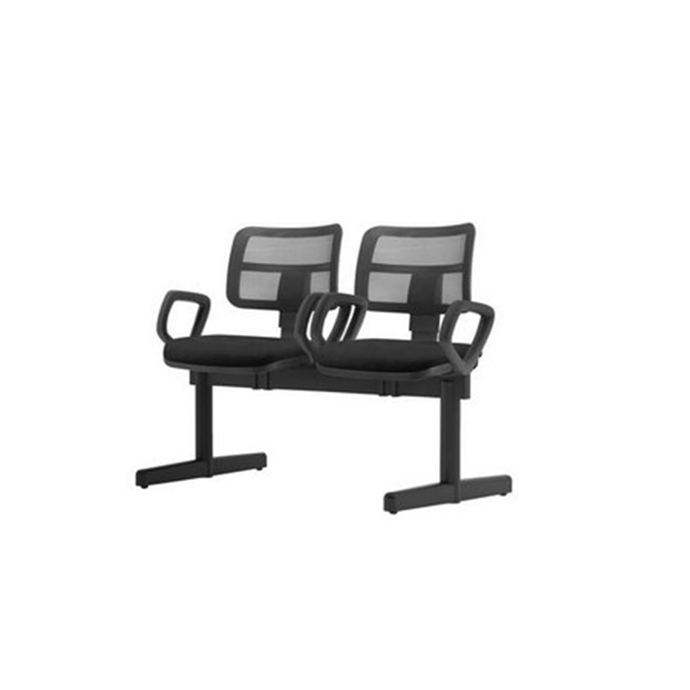 Longarina-Zip-Tela-com-Bracos-2-Lugares-Assento-Courino-Preto-Base-Metalica---54439
