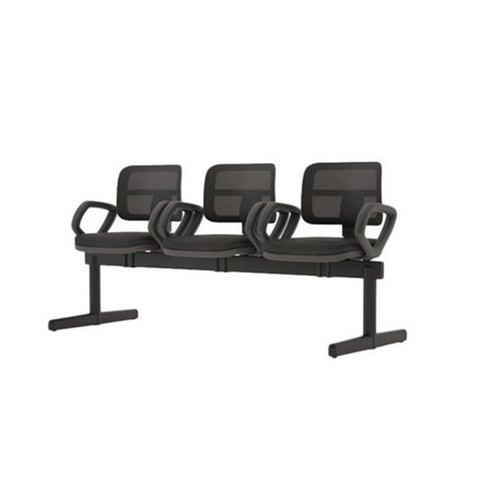 Longarina-Zip-Tela-com-Bracos-3-Lugares-Assento-Courino-Preto-Base-Metalica---54447