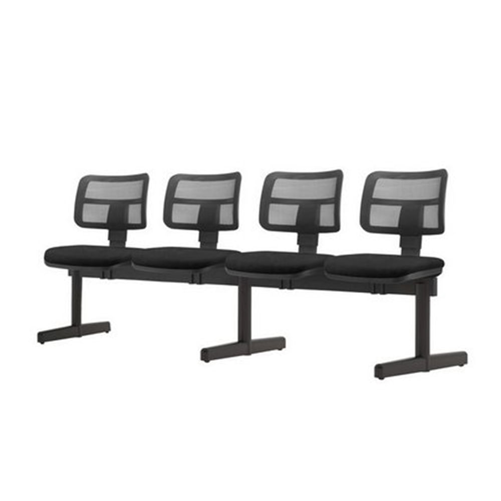 Longarina-Zip-Tela-com-4-Lugares-Assento-Crepe-Preto-Base-Metalica---54442