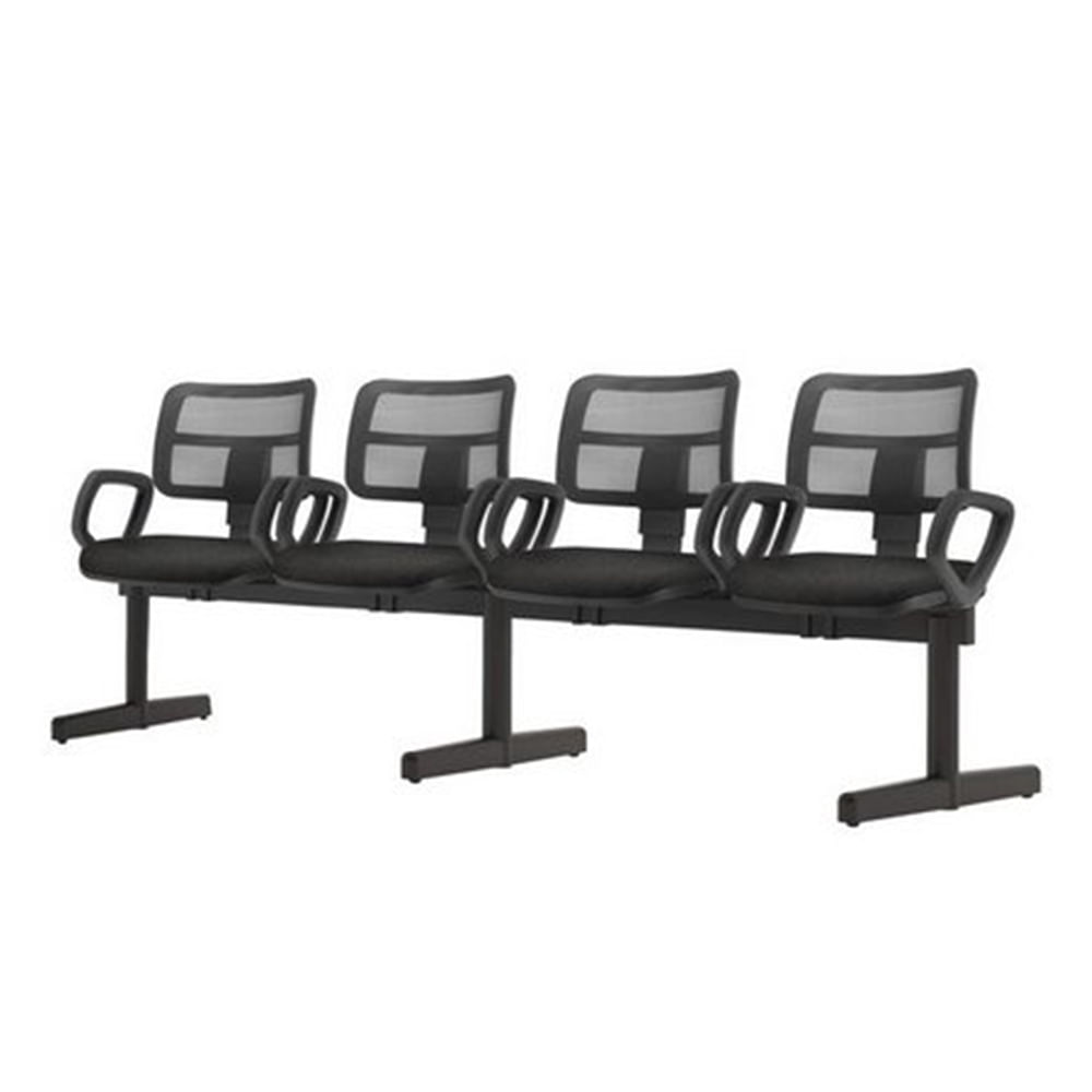 Longarina-Zip-Tela-com-Bracos-4-Lugares-Assento-Crepe-Preto-Base-Metalica---54449