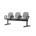 LongarinaJobcomBracos3LugaresAssentoCourinoCinzaClaroBaseMetalicaPreta54496