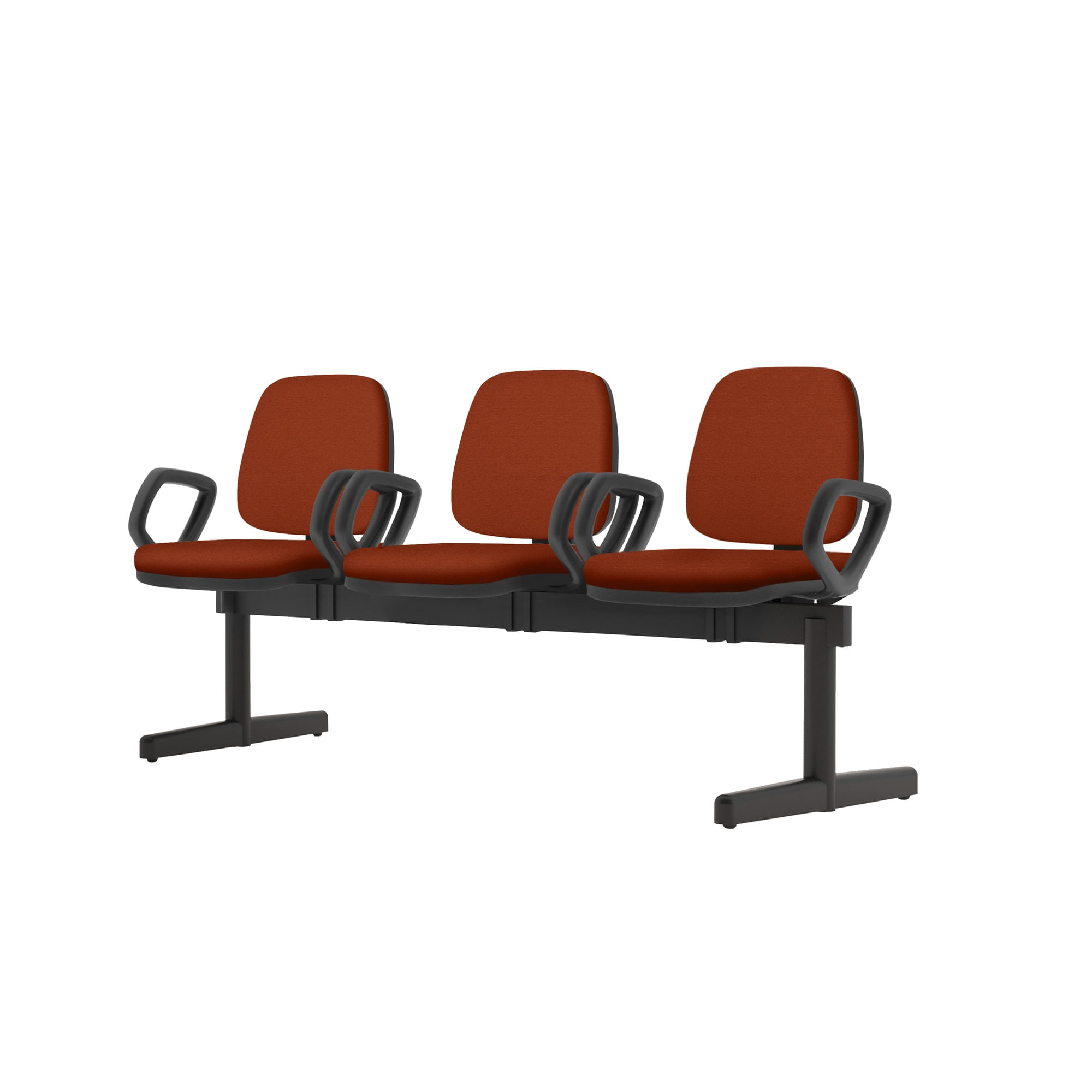 Longarina-Job-com-Bracos-3-Lugares-Assento-Crepe-Vermelho-Base-Metalica-Preta---54501