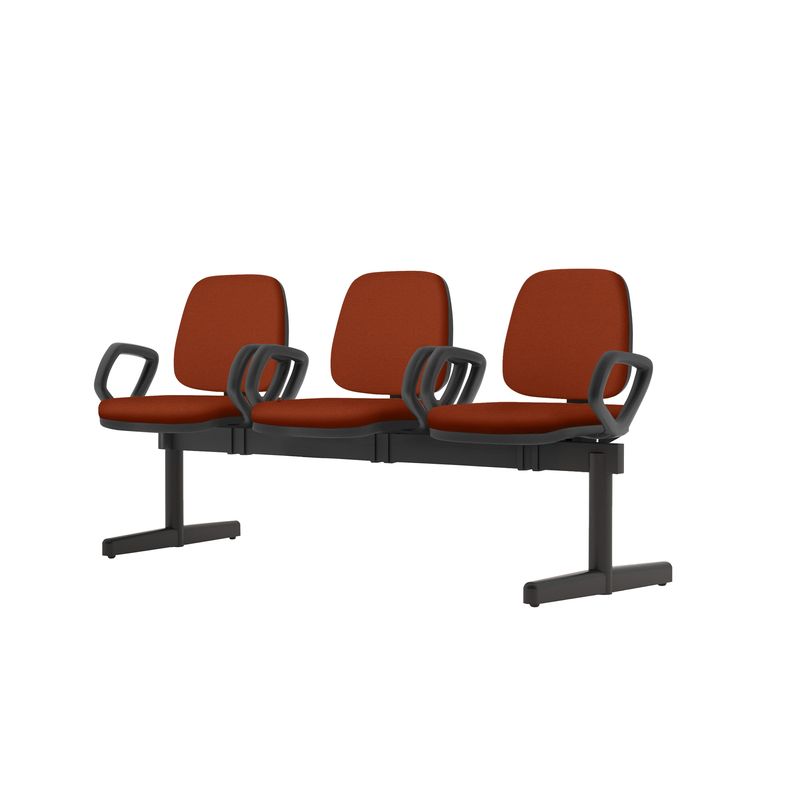 LongarinaJobcomBracos3LugaresAssentoCourinoVermelhoBaseMetalicaPreta54502