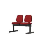 LongarinaJob2LugaresAssentoCrepeVermelhoBaseMetalicaPreta54517