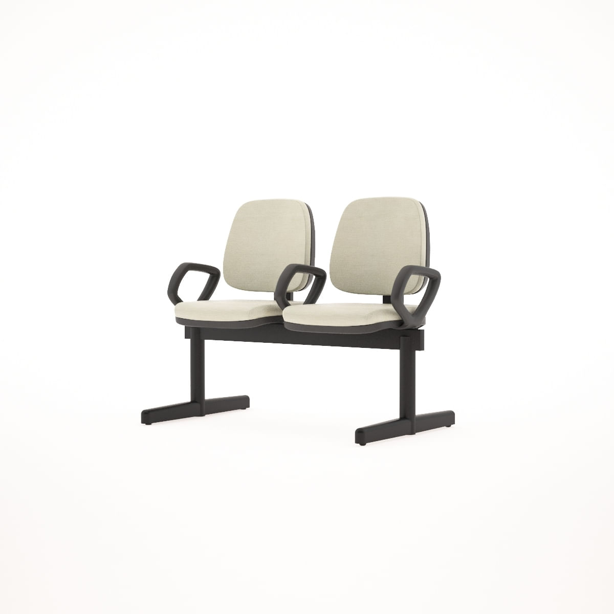 Longarina-Job-com-Bracos-2-Lugares-Assento-Crepe-Bege-Base-Metalica-Preta---54519