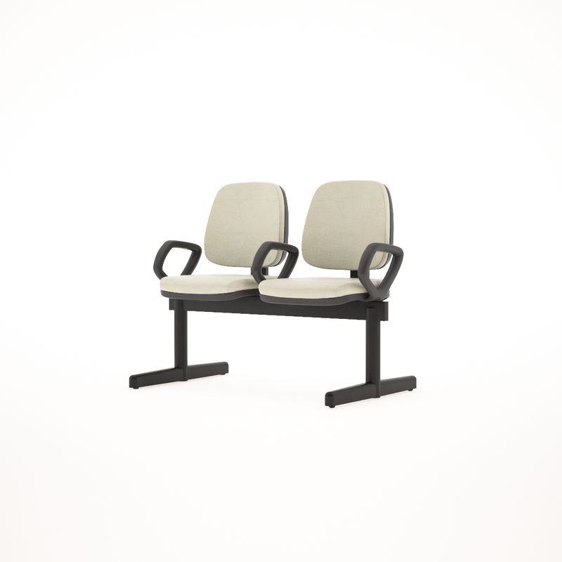 LongarinaJobcomBracos2LugaresAssentoCourinoBegeBaseMetalicaPreta54521