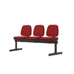 LongarinaJob3LugaresAssentoCrepeVermelhoBaseMetalicaPreta54528