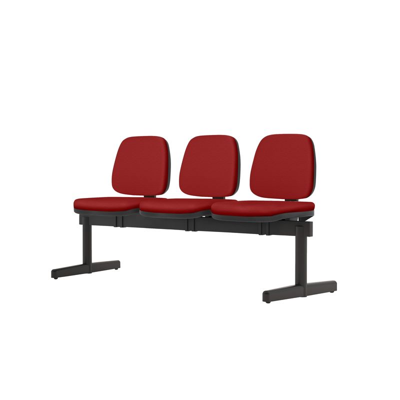 LongarinaJob3LugaresAssentoCrepeVermelhoBaseMetalicaPreta54528