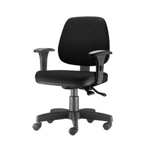 Cadeira Job com Bracos Assento Courino Base Rodizio Metalico Preto - 54577