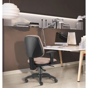 Cadeira Job com Bracos Assento Courino Vermelho Base Rodizio Metalico Preto - 54599