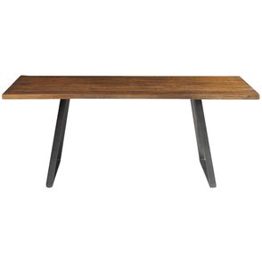 Mesa Jantar Boston Retangular Edge Rustic Brown Base Grafite 160cm - 47295