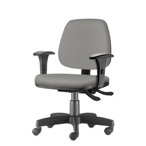Cadeira Job com Bracos Assento Courino Cinza Claro Base Rodizio Metalico Preto - 54603