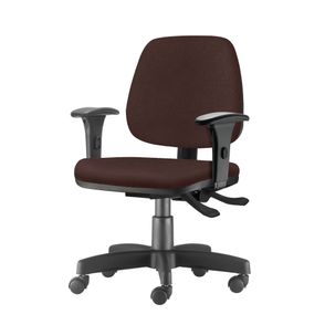 Cadeira Job com Bracos Assento Courino Marrom Base Rodizio Metalico Preto - 54604