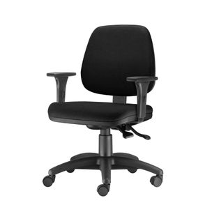 Cadeira Job com Bracos Assento Courino Preto Base Nylon Arcada - 54583